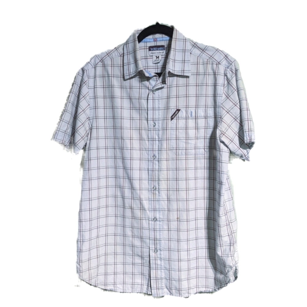 Ecko Unlimited light blue plaid shirt. Mens medium